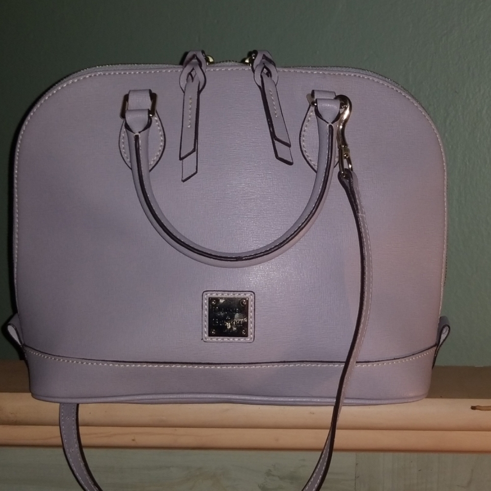 Dooney and Bourke zip zip in grey saffiano